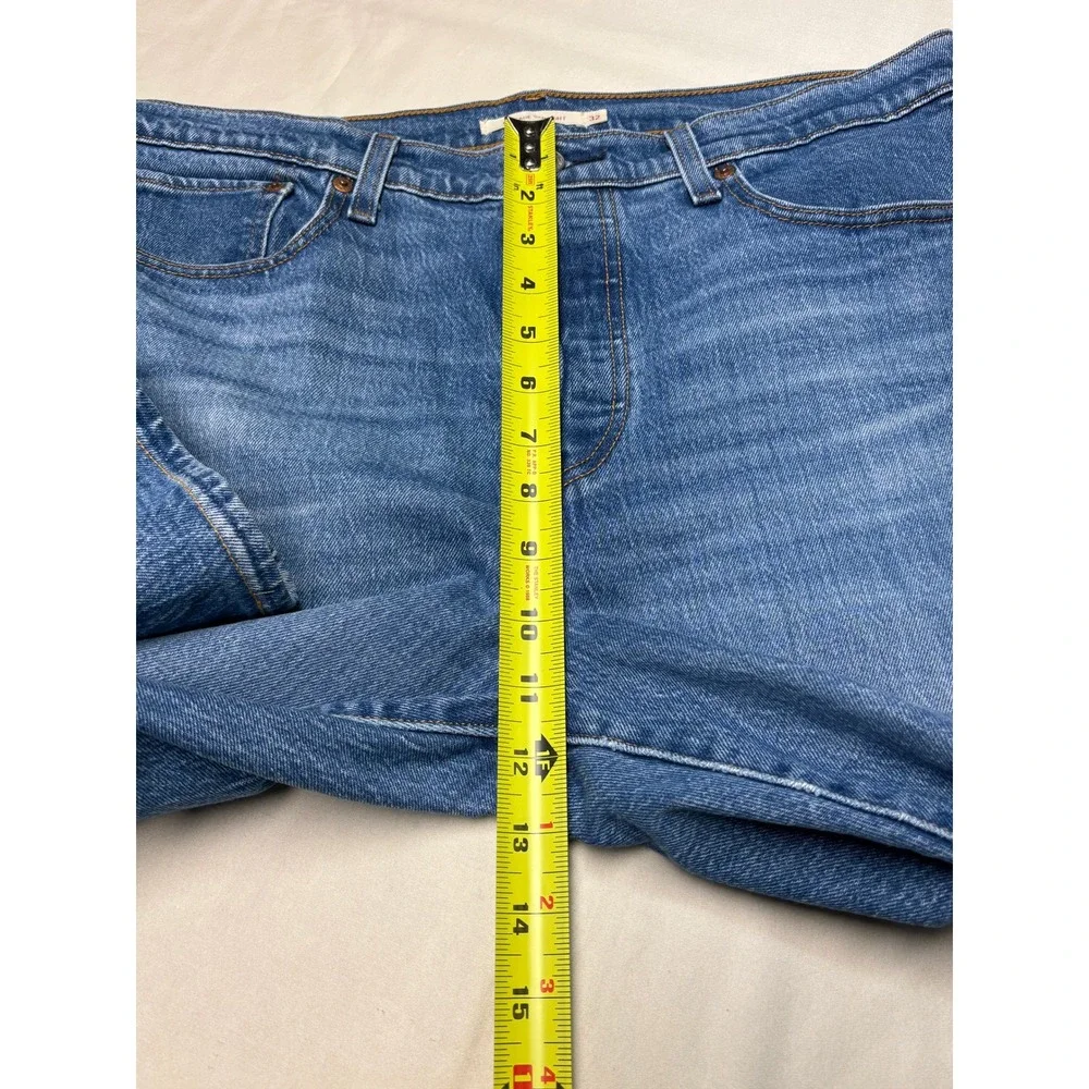 Levis Premium Big E Ribcage Straight Jeans Blue Medium Wash Denim Womens W32 L28